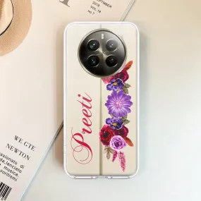 Blue Aster Floral Customize Transparent Silicon Case For Realme/Narzo