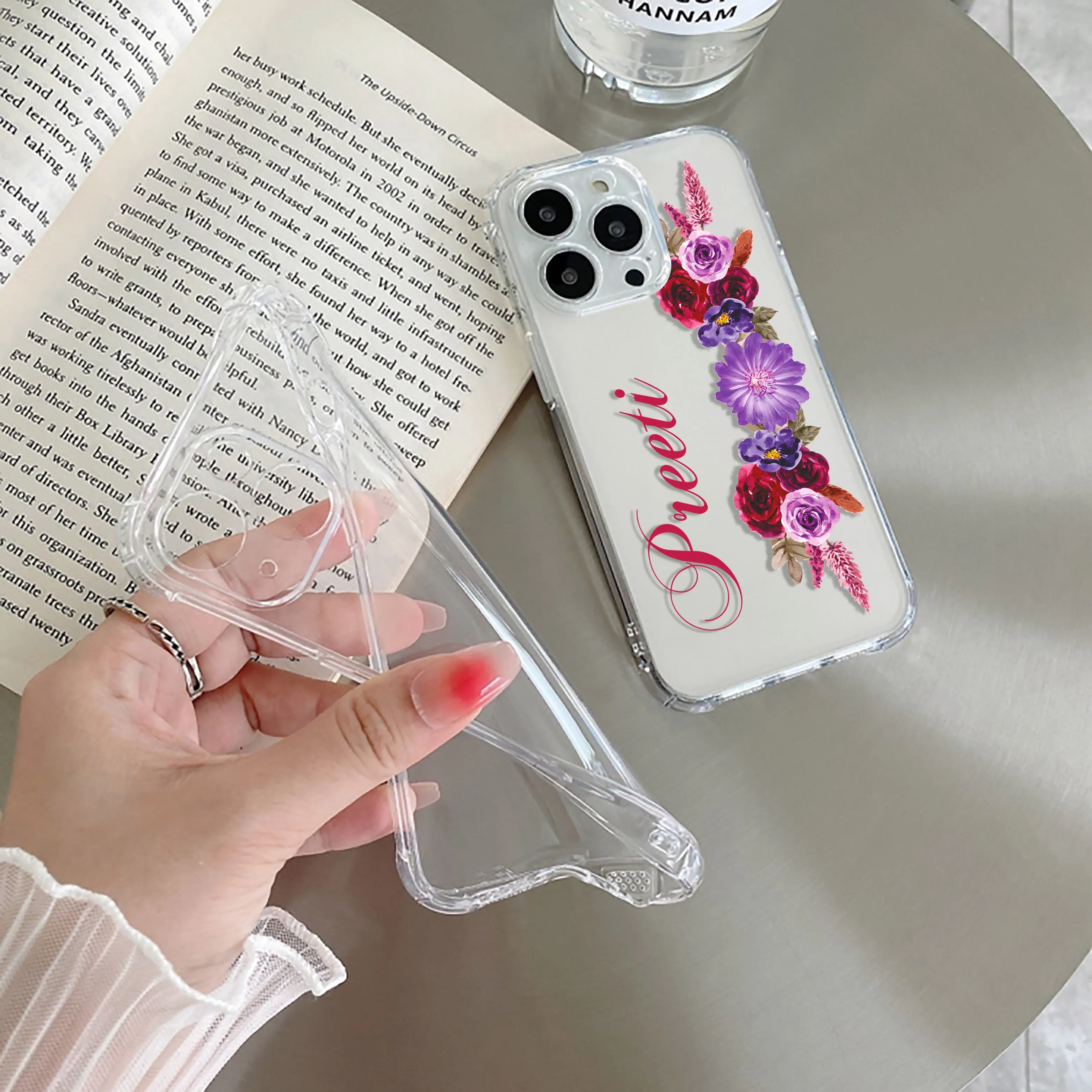 Blue Aster Floral Customize Transparent Silicon Case For Realme/Narzo