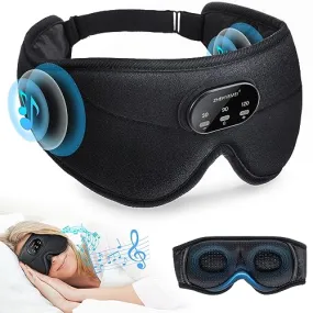 Bluetooth Sleep Headphones White Noise Sleep Mask | 3D Eye Mask for Sleeping | Relaxing Soothing Sounds | 16hrs Playingtime | Light Blocking Eye Mask | Auto - Off Timer | Best for Sleeper(Light Blue)