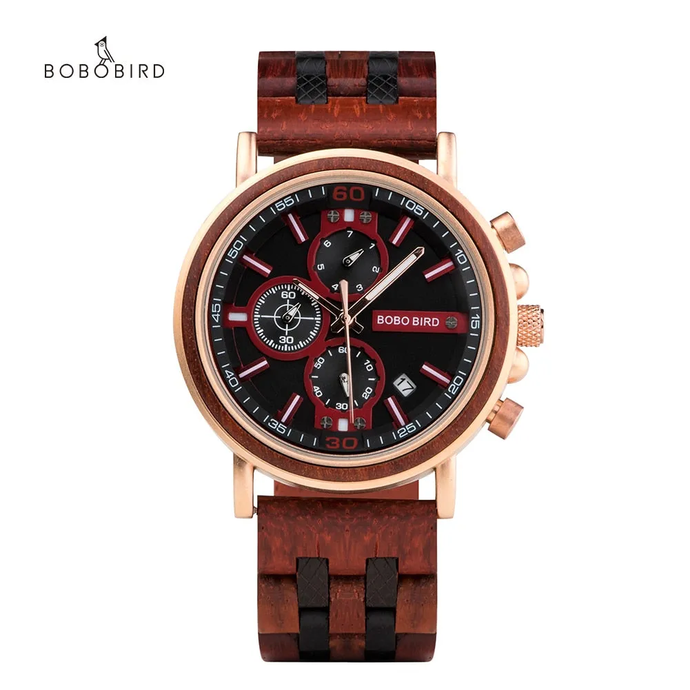 Bobo Bird Men's Watches Men Quartz Wristwacth Chronograph Watch For Men Male Stopwatch Custom Male Watches Father's Day Gift