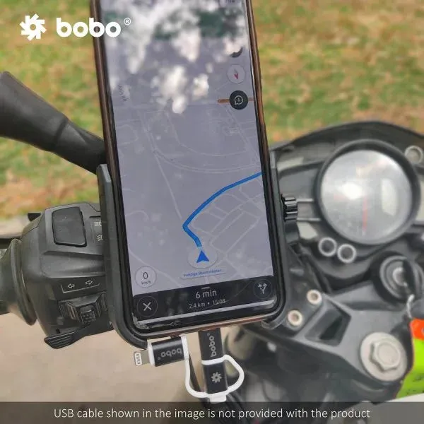 BOBO BM12 Bike Phone Holder (with Fast 15W Wireless Charger & USB-C Input/Output Port) Motorcycle Mobile Mount