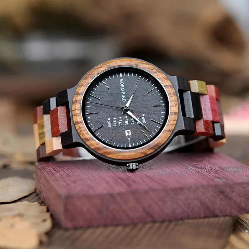 BOBOBIRD Customized Real Wood Couples Quartz Timepiece Set