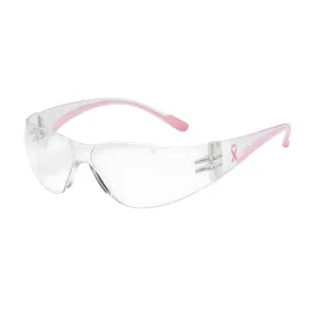 Bouton Optical 250-11-0900 Rimless Safety Glasses with Clear / Pink Temple, Clear Lens and Anti-Scratch Coating