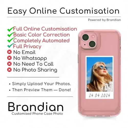 Brandian 20 Customised Phone Case Photo Prints Customize Your Phone Case with Memories Add Text & Emojis Multicolour Gift Size 3 X 2 Inches, White, (Pack of 20)