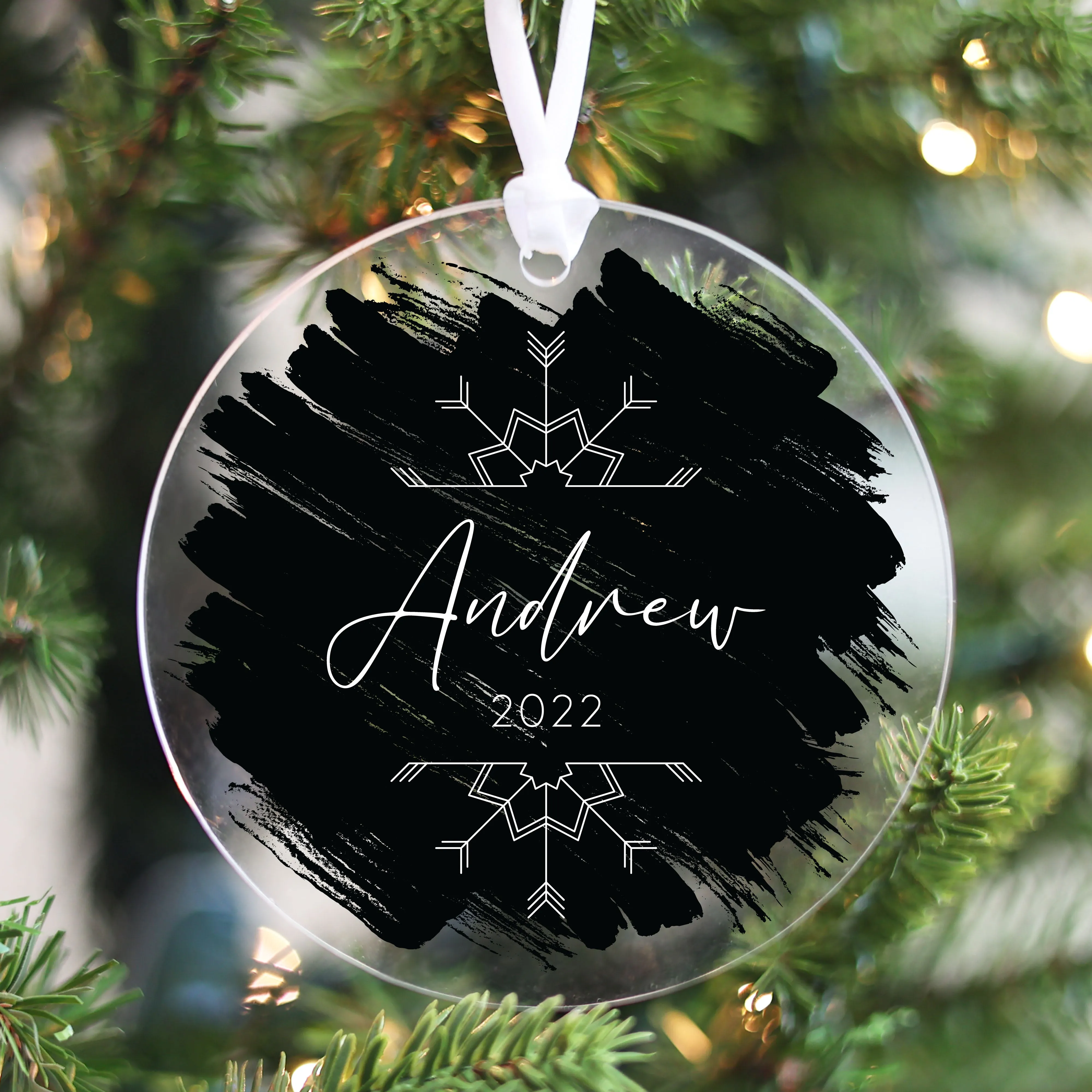 Brushed Acrylic Name Christmas Ornament