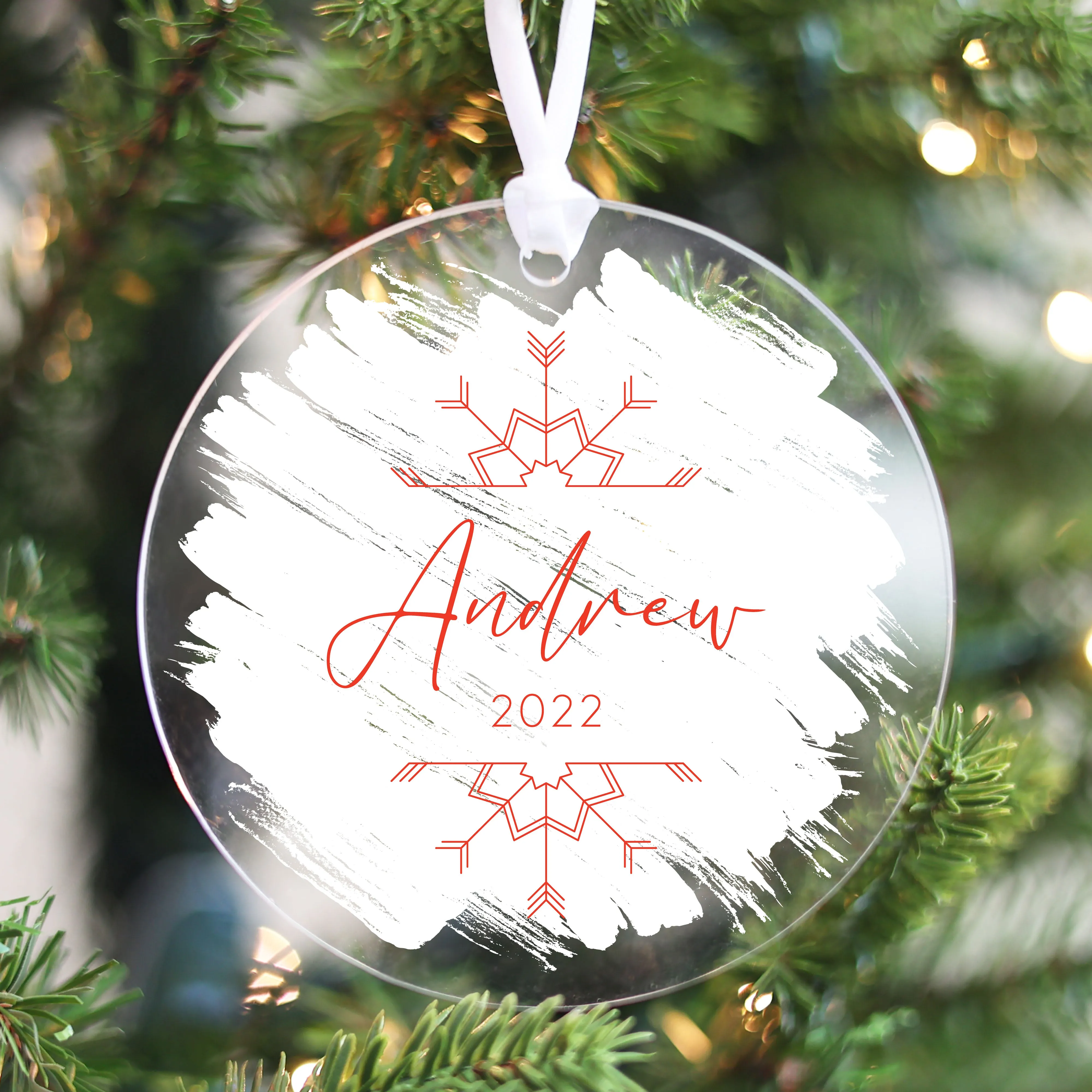 Brushed Acrylic Name Christmas Ornament