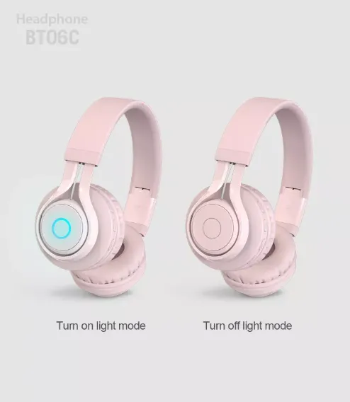 BT06C LED Light Bluetooth Luminous Heavy Bass Stereo Wireless Headphones with Noise Safe Control