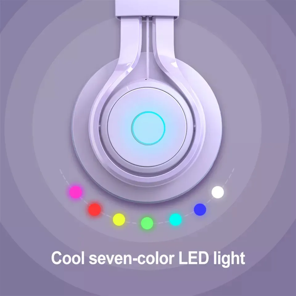 BT06C LED Light Bluetooth Luminous Heavy Bass Stereo Wireless Headphones with Noise Safe Control