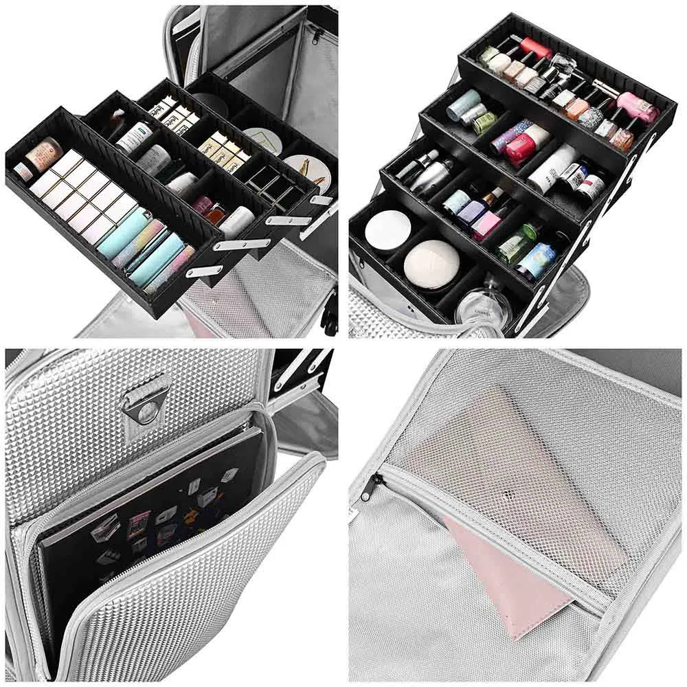 Byootique Makeup Case on Wheels with Trays & Large Capacity