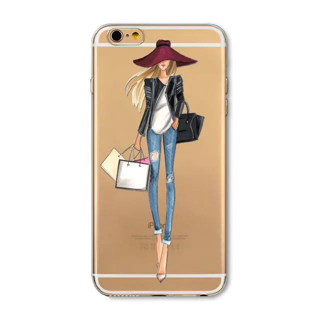 Case For Apple iPhone 6 6s Plus 6Plus  5 5S SE Soft Silicon TPU Transparent Fruit Grils Macaron Dessert Phone Capa Cases