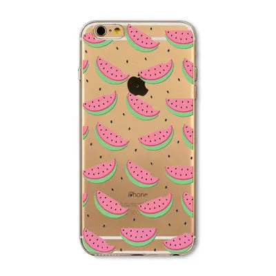 Case For Apple iPhone 6 6s Plus 6Plus  5 5S SE Soft Silicon TPU Transparent Fruit Grils Macaron Dessert Phone Capa Cases