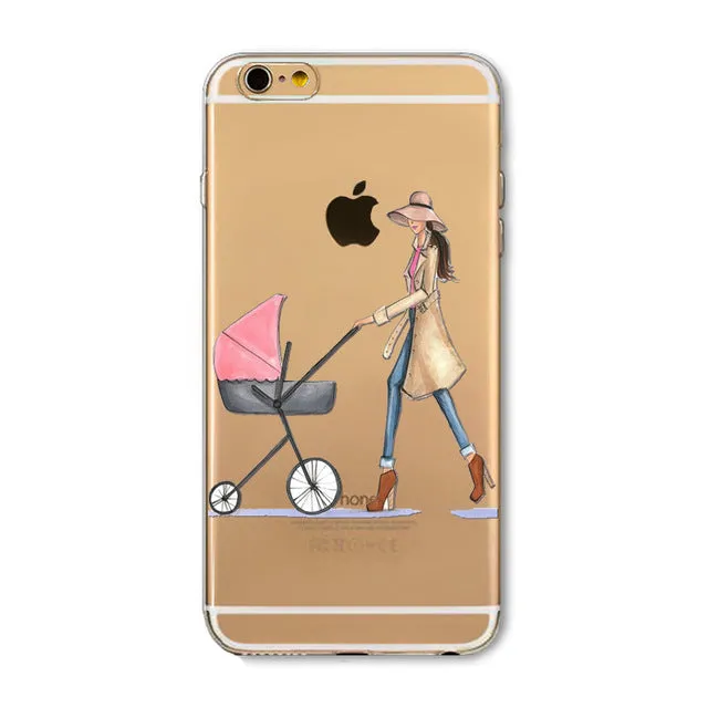 Case For Apple iPhone 6 6s Plus 6Plus  5 5S SE Soft Silicon TPU Transparent Fruit Grils Macaron Dessert Phone Capa Cases