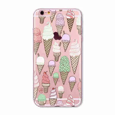 Case For Apple iPhone 6 6s Plus 6Plus  5 5S SE Soft Silicon TPU Transparent Fruit Grils Macaron Dessert Phone Capa Cases