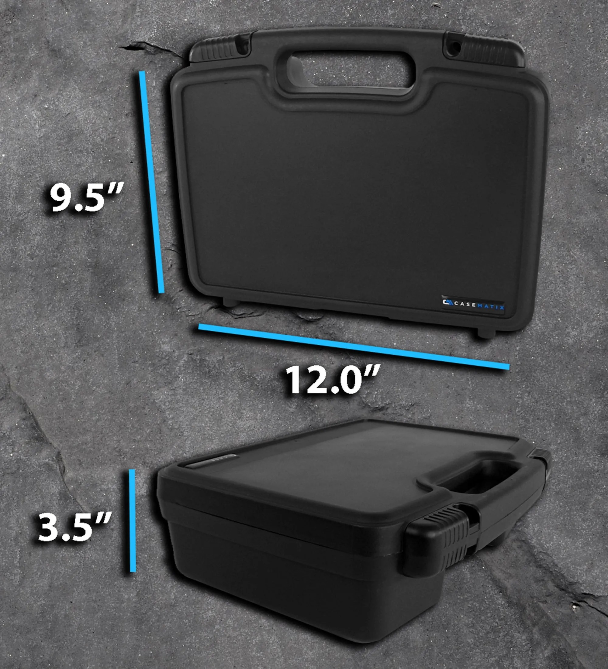 CASEMATIX 12" Hard Travel Case with Padlock Rings and Customizable Foam - Fits Accessories up to 11" x 7.25" x 2.75"