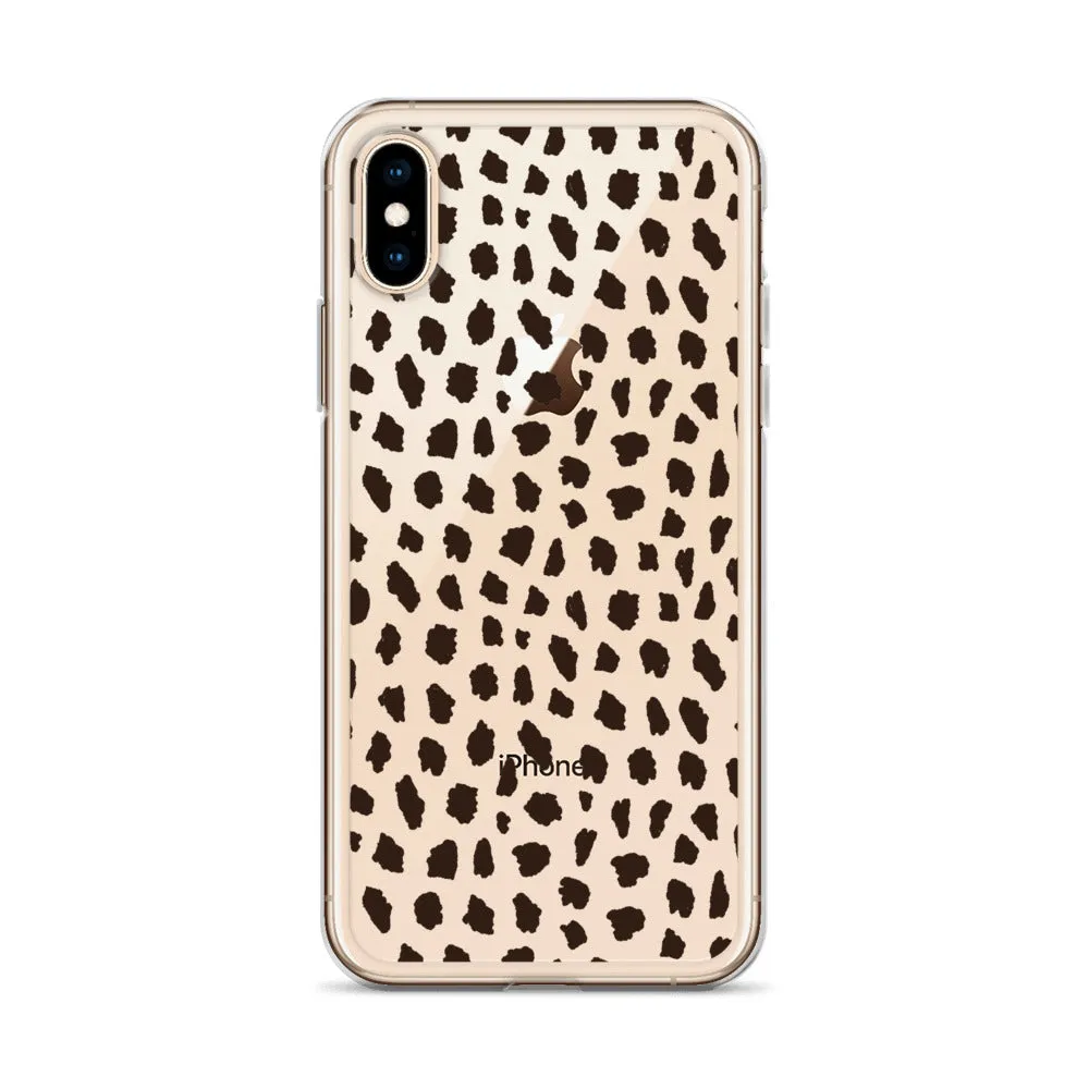 Cheetah Pattern Clear iPhone 14 13 12 Pro Max Case, Animal Print Cute Aesthetic iPhone 11 Mini SE 2020 XS Max XR X 8 7 Plus Transparent