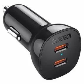 Choetech Dual Usb-C Fast Car Charger 40W Black