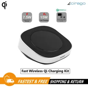 Cirago Fast Qi Wireless Charger Vent Charging Kit Pad for iPhone, Samsung Galaxy