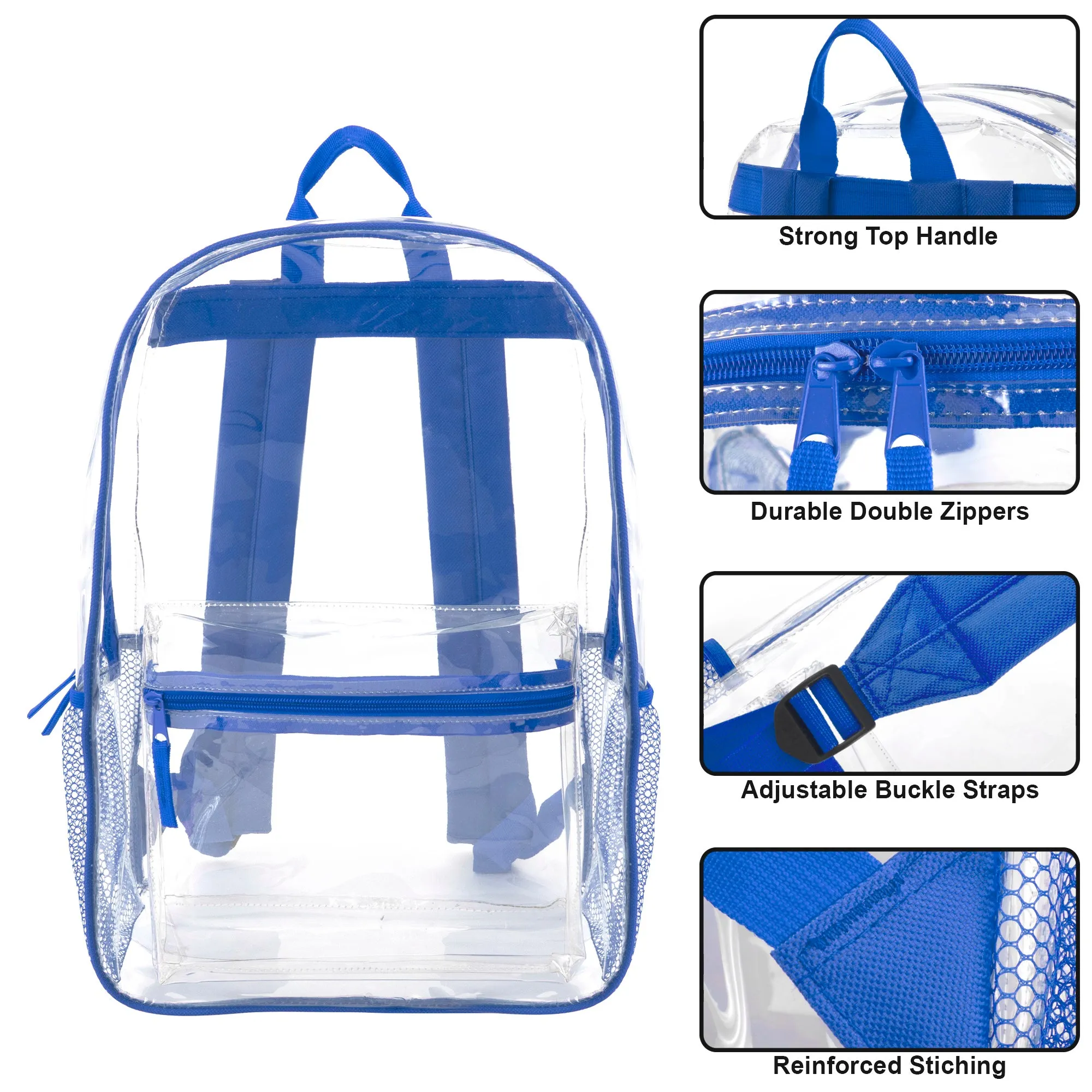 Classic 17 Inch Clear Backpack - Blue