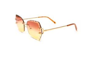 CLASSIC C 18KT Gold Sunglasses, Double Gradient Brown/Yellow Butterfly Lenses