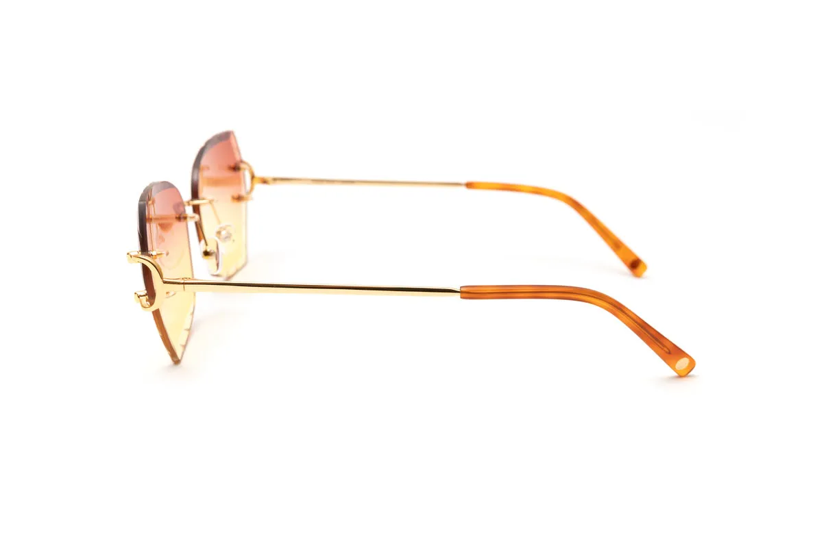 CLASSIC C 18KT Gold Sunglasses, Double Gradient Brown/Yellow Butterfly Lenses