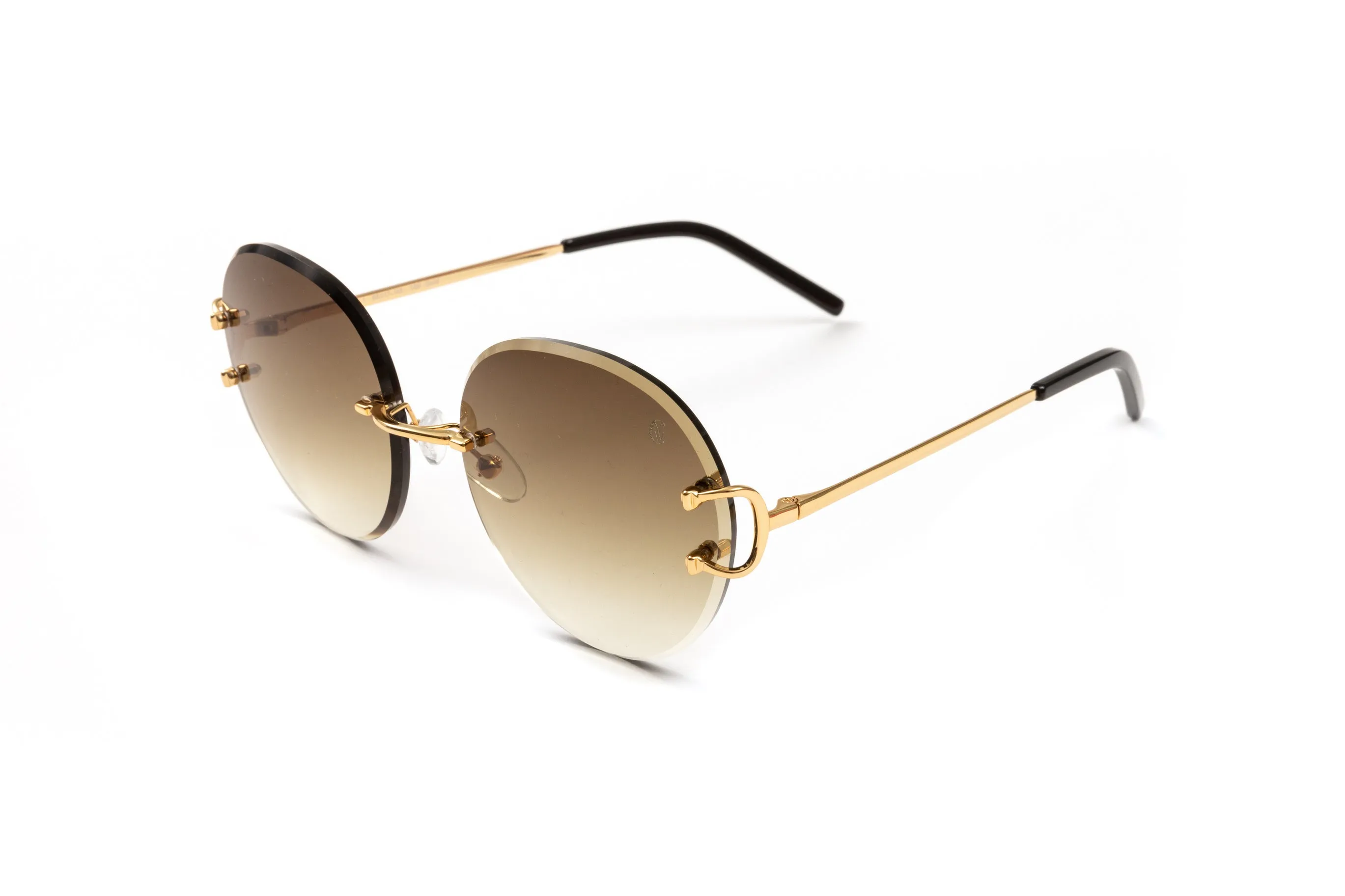 CLASSIC C 18KT Gold Sunglasses, Gradient Brown Round Lenses