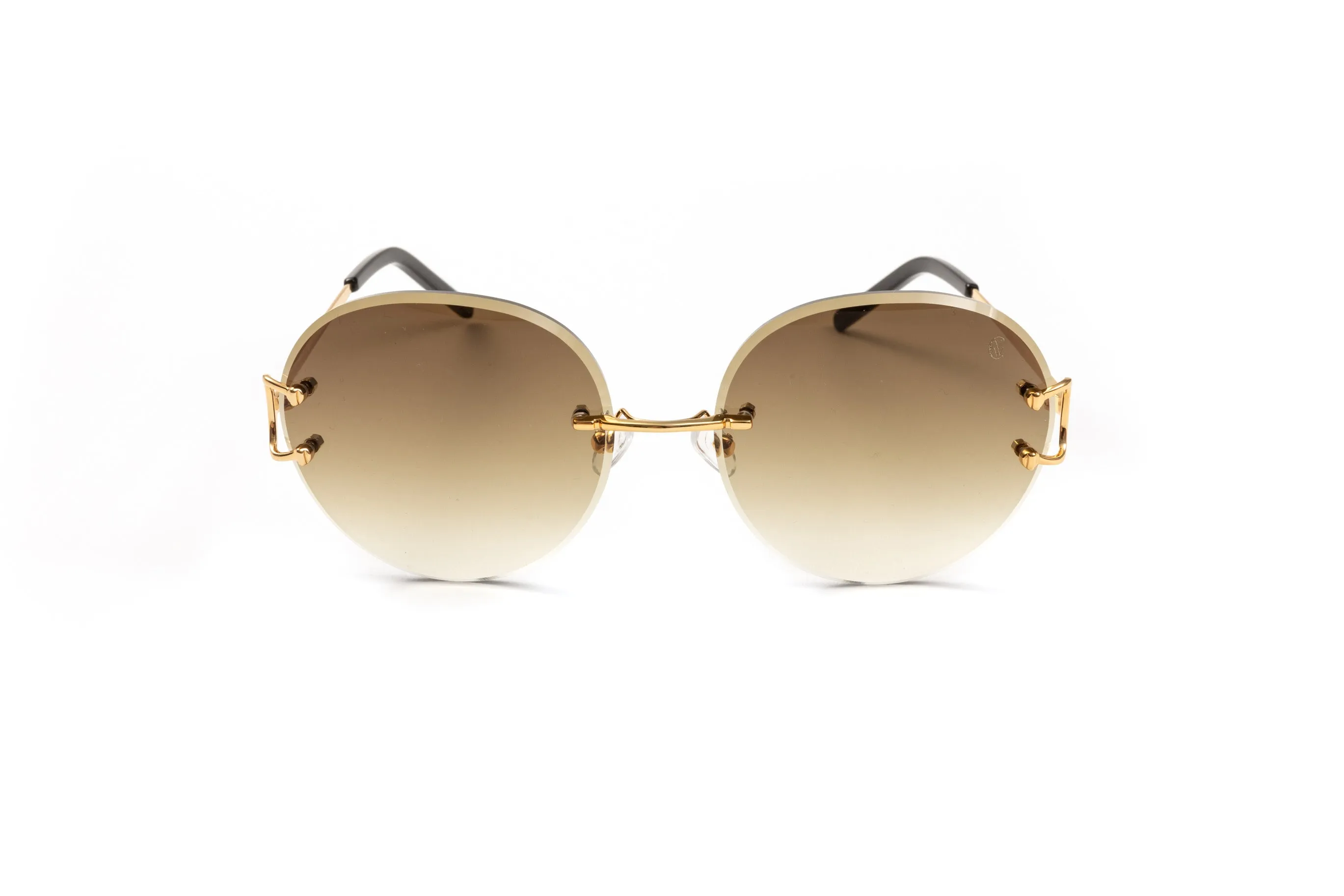 CLASSIC C 18KT Gold Sunglasses, Gradient Brown Round Lenses