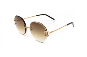 CLASSIC C 18KT Gold Sunglasses, Gradient Brown Round Lenses