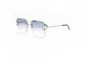 CLASSIC C Silver Rimless Sunglasses, Gradient Grey Square Lenses