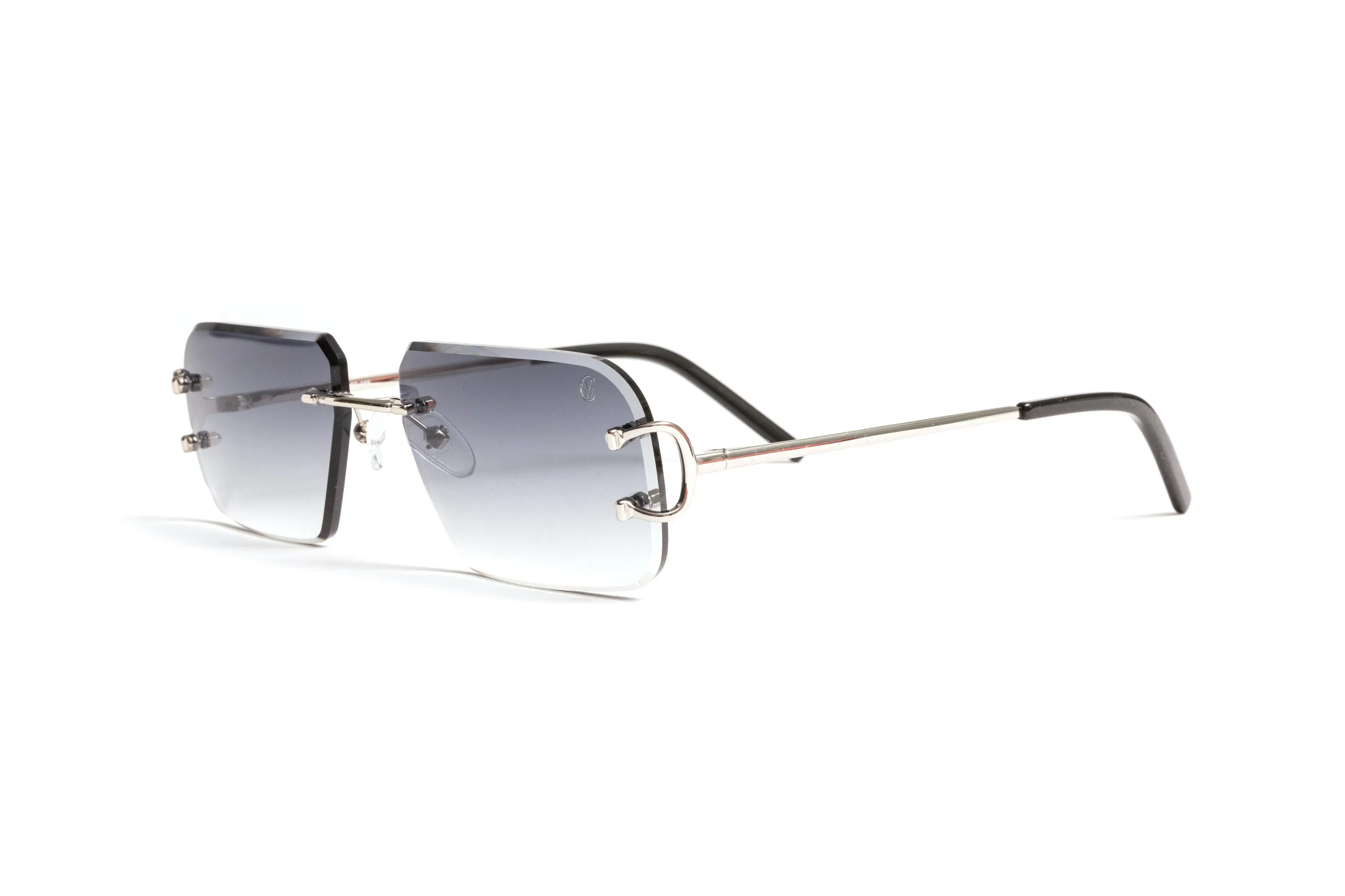 CLASSIC C Silver Sunglasses, Gradient Grey Rectangular Lenses