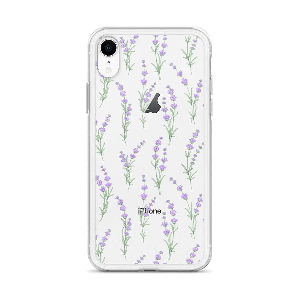 Clear Lavender Phone Case, Flower iPhone 14 13 Pro Max Print Cute Purple Aesthetic iPhone 12 11 Mini SE 2020 XS Max XR X 8 7 Plus Cover