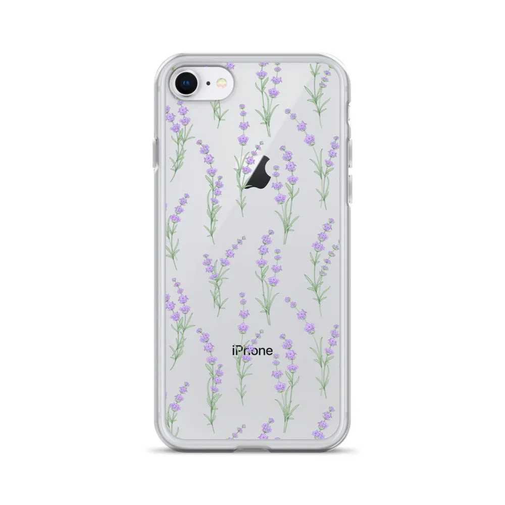 Clear Lavender Phone Case, Flower iPhone 14 13 Pro Max Print Cute Purple Aesthetic iPhone 12 11 Mini SE 2020 XS Max XR X 8 7 Plus Cover