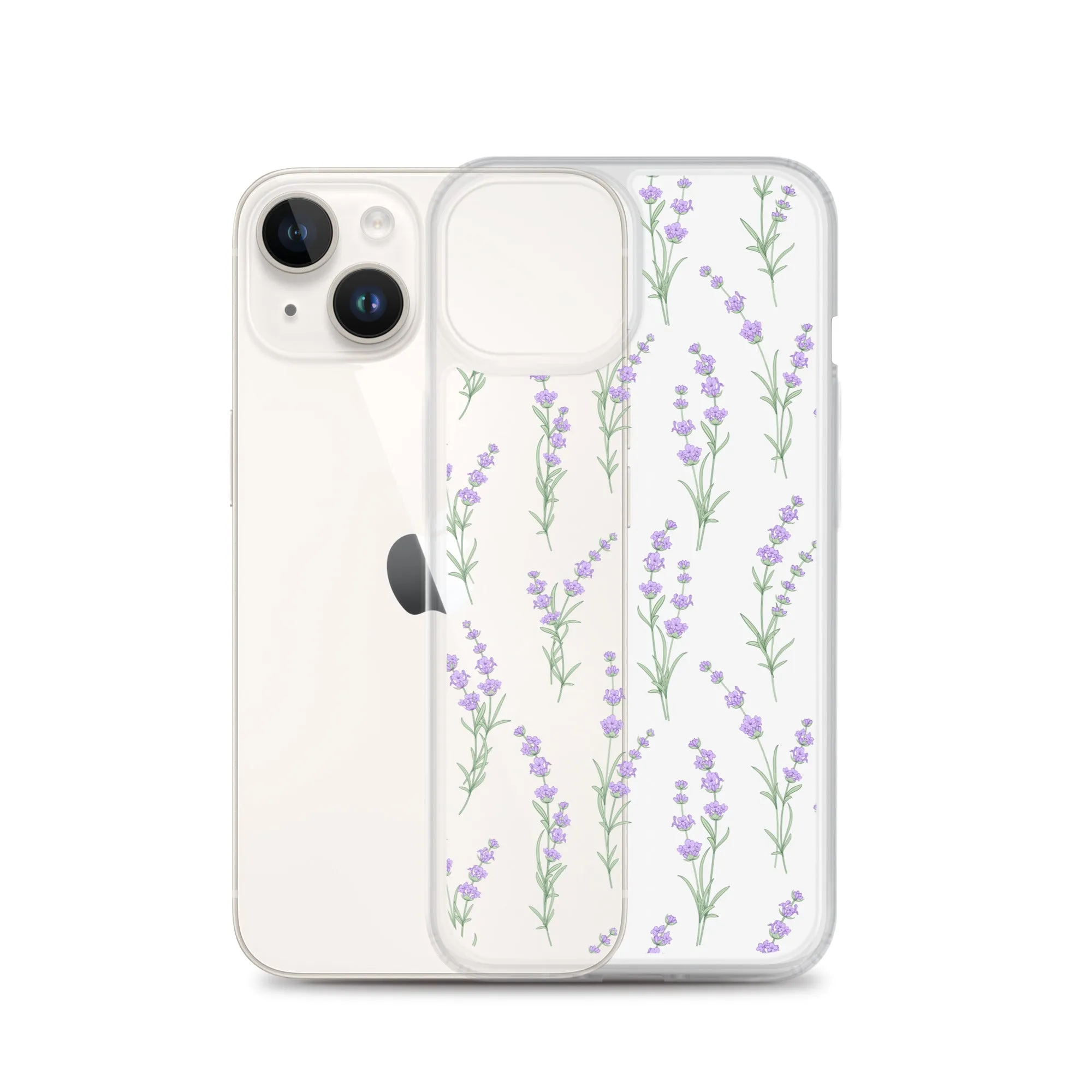 Clear Lavender Phone Case, Flower iPhone 14 13 Pro Max Print Cute Purple Aesthetic iPhone 12 11 Mini SE 2020 XS Max XR X 8 7 Plus Cover