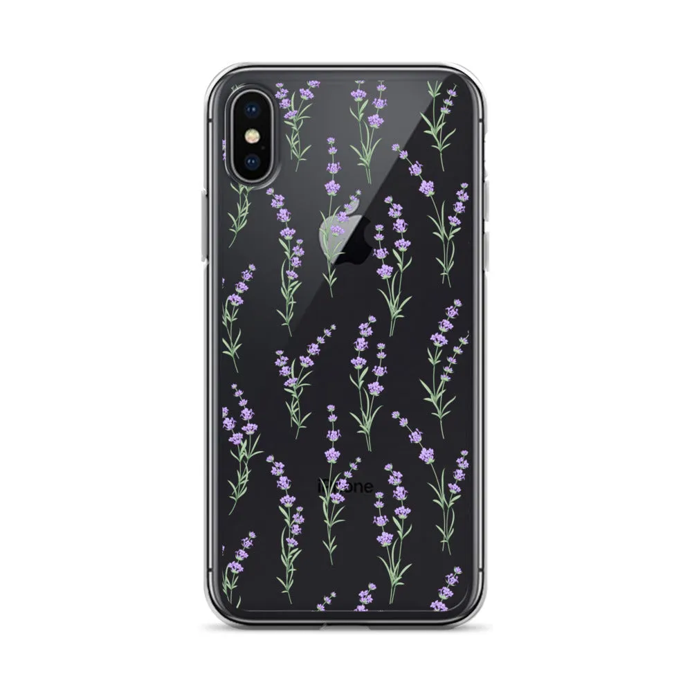 Clear Lavender Phone Case, Flower iPhone 14 13 Pro Max Print Cute Purple Aesthetic iPhone 12 11 Mini SE 2020 XS Max XR X 8 7 Plus Cover