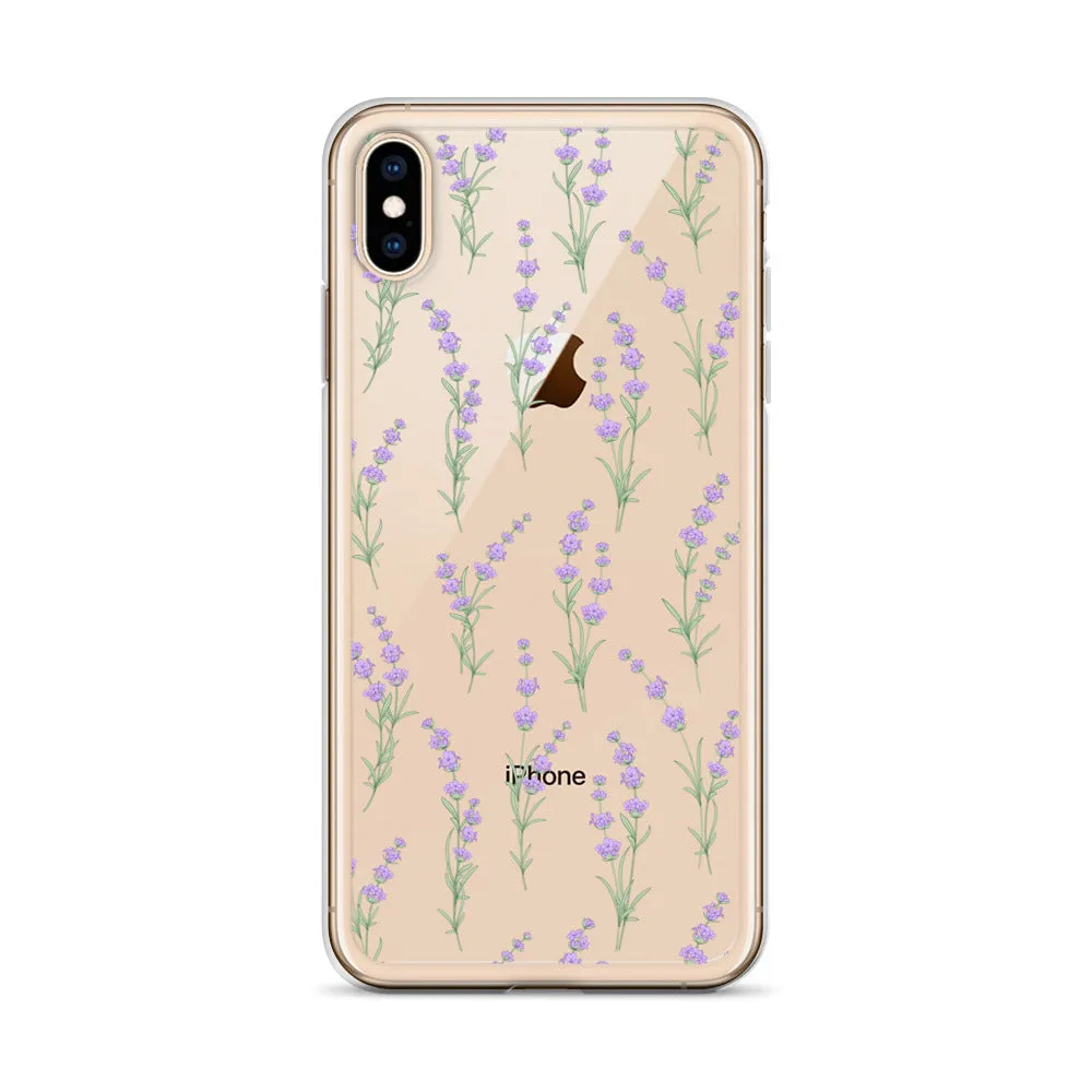 Clear Lavender Phone Case, Flower iPhone 14 13 Pro Max Print Cute Purple Aesthetic iPhone 12 11 Mini SE 2020 XS Max XR X 8 7 Plus Cover