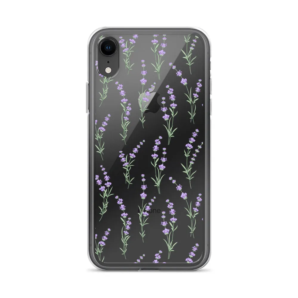 Clear Lavender Phone Case, Flower iPhone 14 13 Pro Max Print Cute Purple Aesthetic iPhone 12 11 Mini SE 2020 XS Max XR X 8 7 Plus Cover