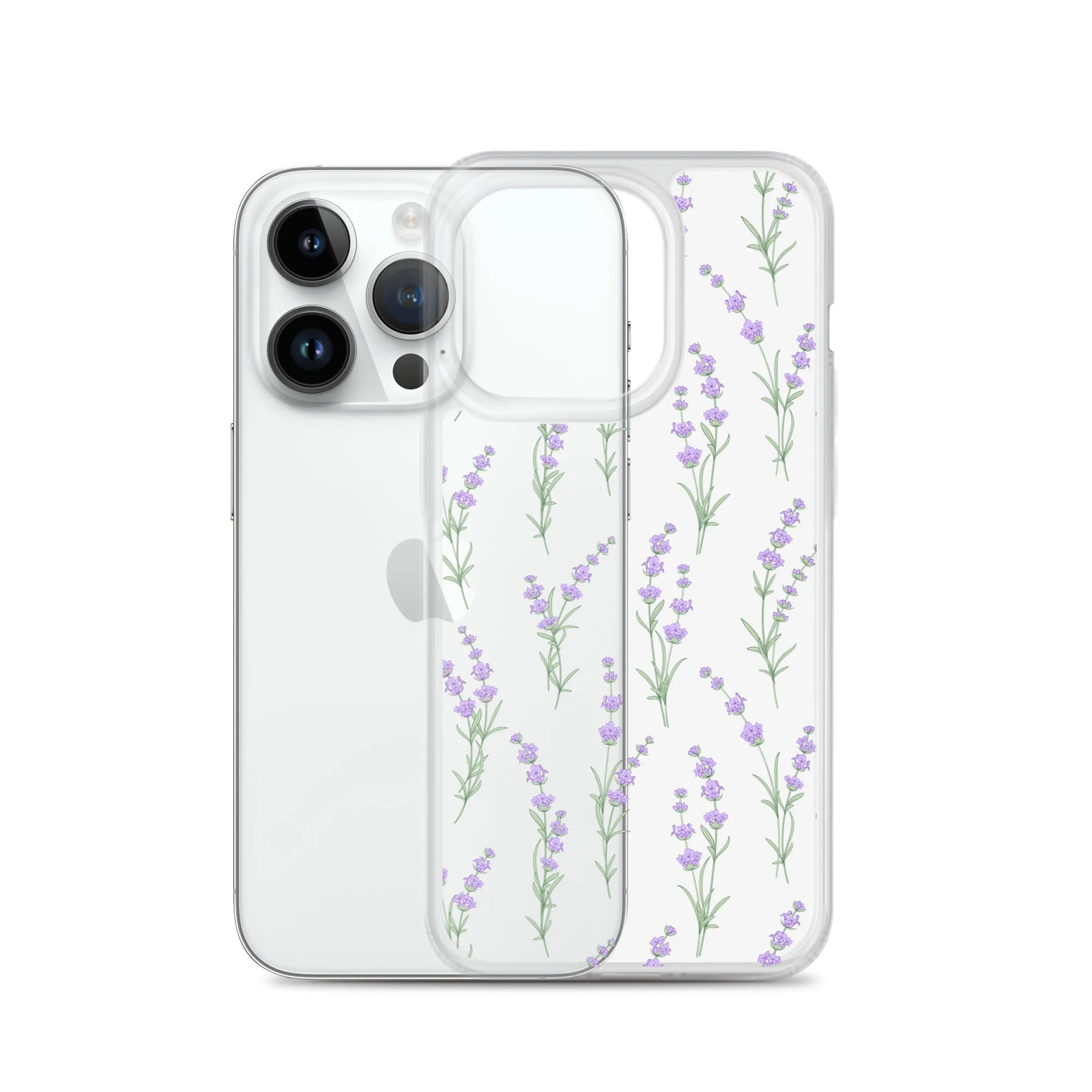 Clear Lavender Phone Case, Flower iPhone 14 13 Pro Max Print Cute Purple Aesthetic iPhone 12 11 Mini SE 2020 XS Max XR X 8 7 Plus Cover