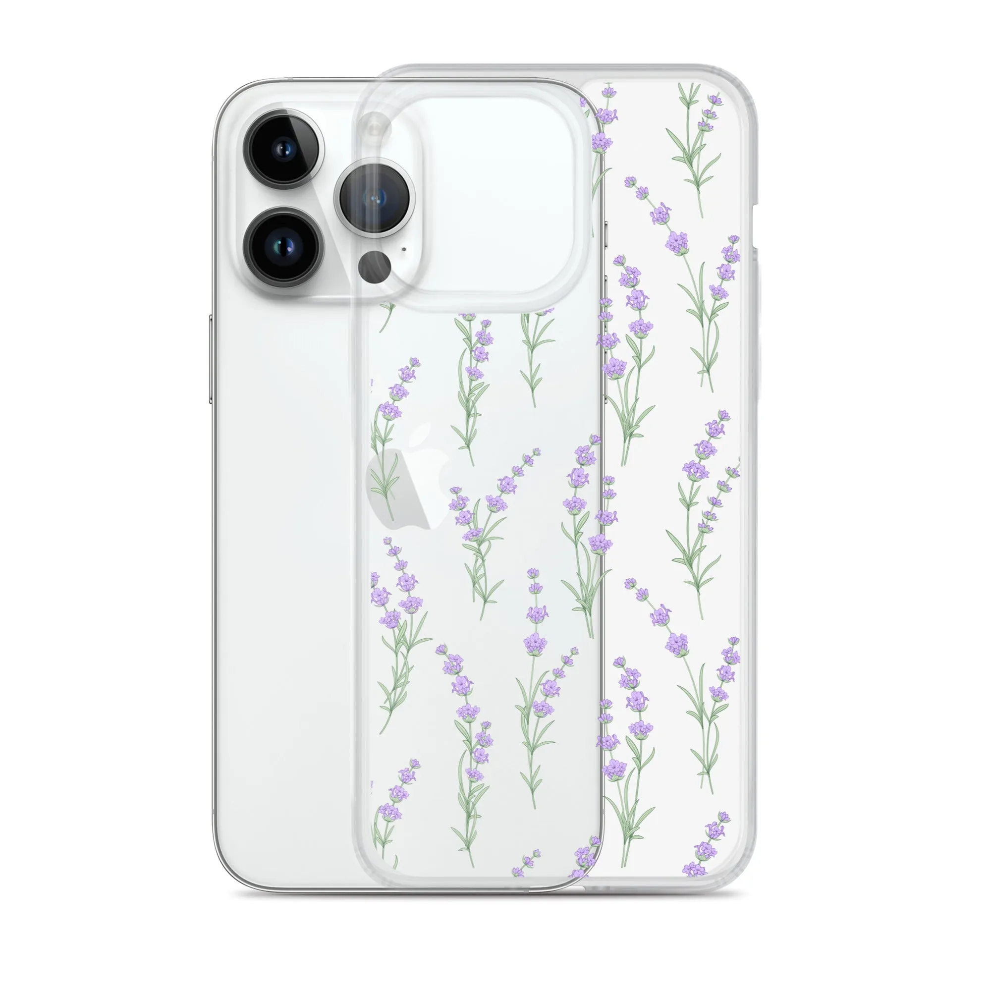 Clear Lavender Phone Case, Flower iPhone 14 13 Pro Max Print Cute Purple Aesthetic iPhone 12 11 Mini SE 2020 XS Max XR X 8 7 Plus Cover