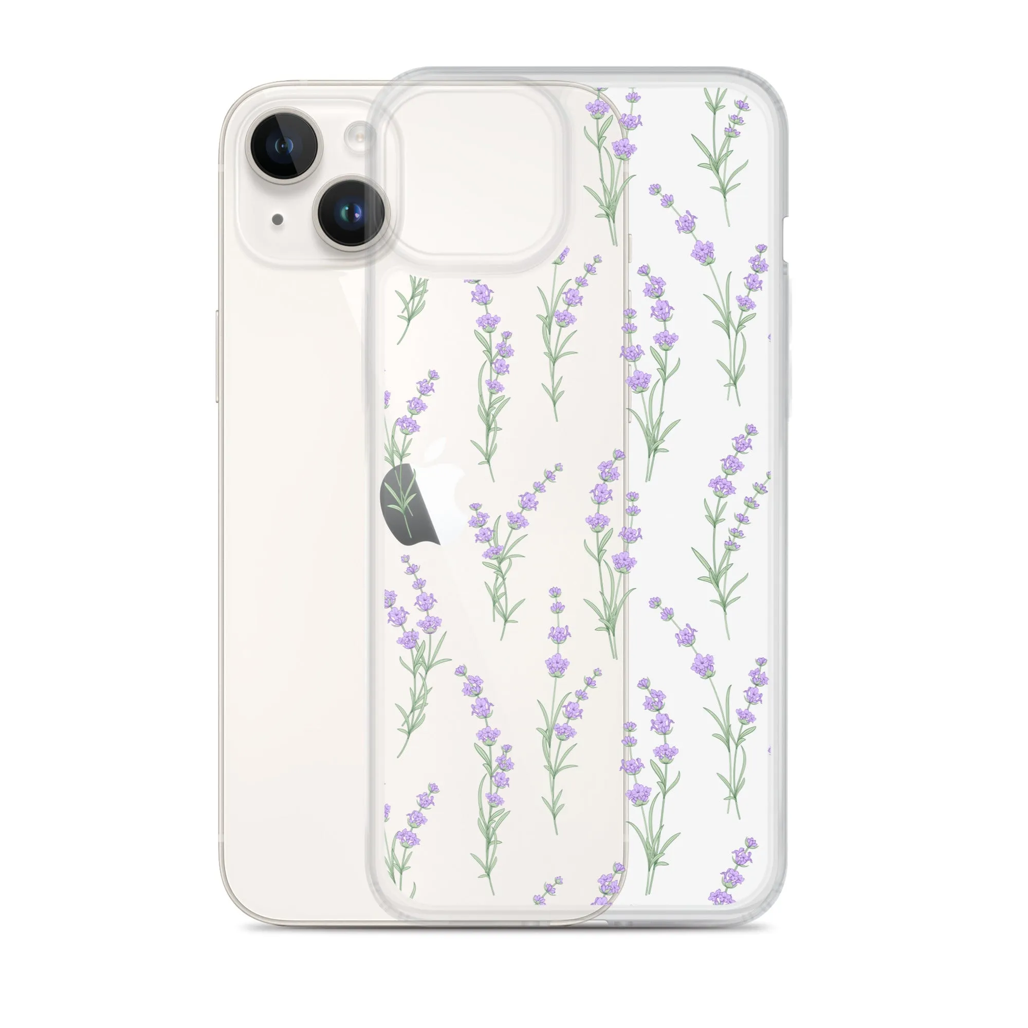 Clear Lavender Phone Case, Flower iPhone 14 13 Pro Max Print Cute Purple Aesthetic iPhone 12 11 Mini SE 2020 XS Max XR X 8 7 Plus Cover