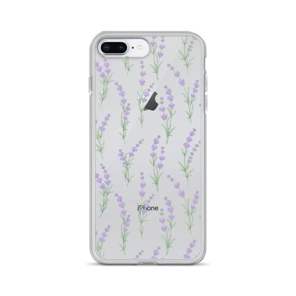 Clear Lavender Phone Case, Flower iPhone 14 13 Pro Max Print Cute Purple Aesthetic iPhone 12 11 Mini SE 2020 XS Max XR X 8 7 Plus Cover