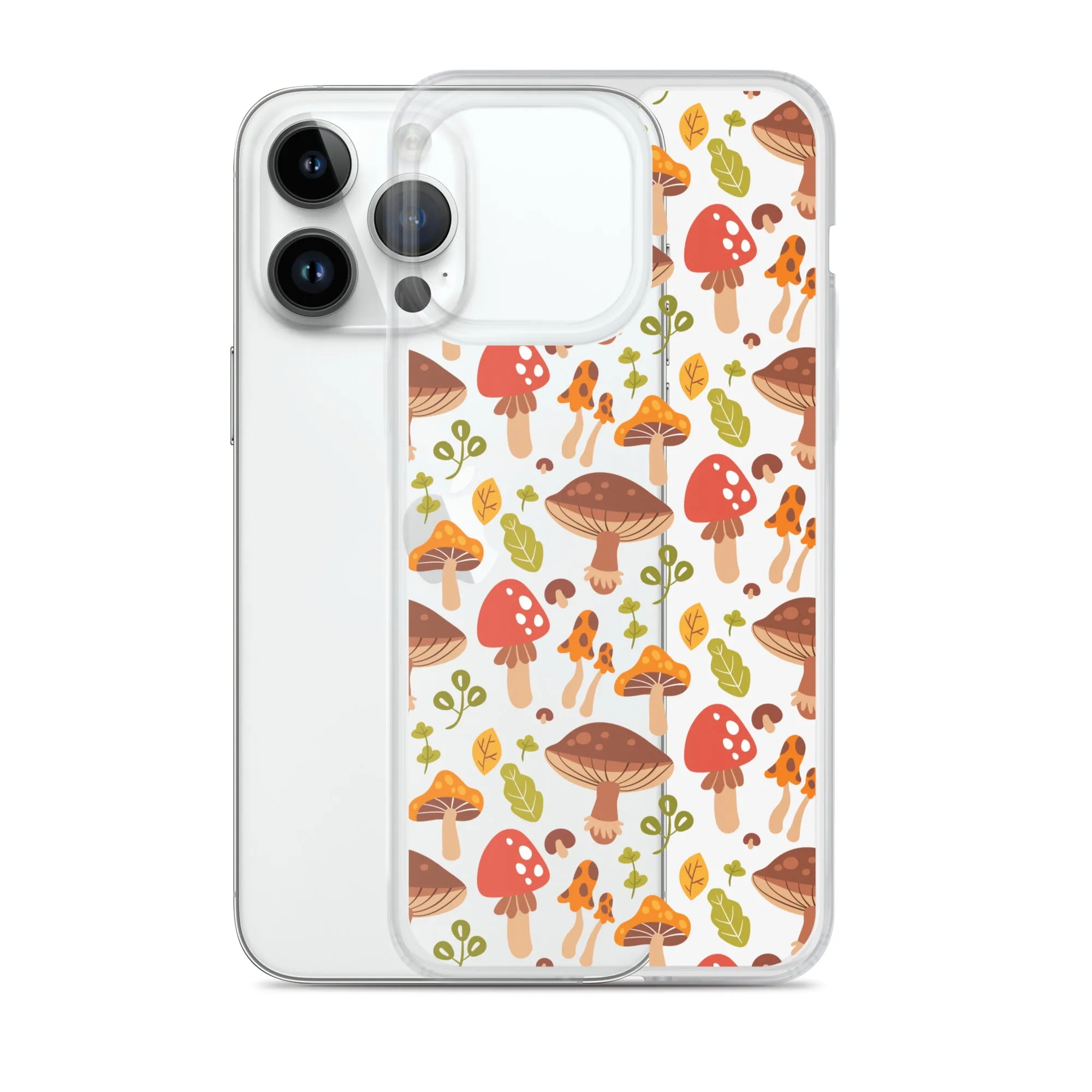 Clear Mushroom iPhone 14 Pro Max Case, Transparent Cute Aesthetic iPhone 13 12 11 Mini SE 2020 XS Max XR X 8 7 Plus Cell Phone Cover