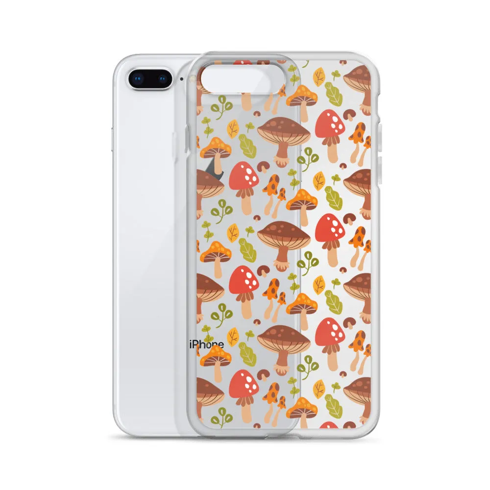 Clear Mushroom iPhone 14 Pro Max Case, Transparent Cute Aesthetic iPhone 13 12 11 Mini SE 2020 XS Max XR X 8 7 Plus Cell Phone Cover