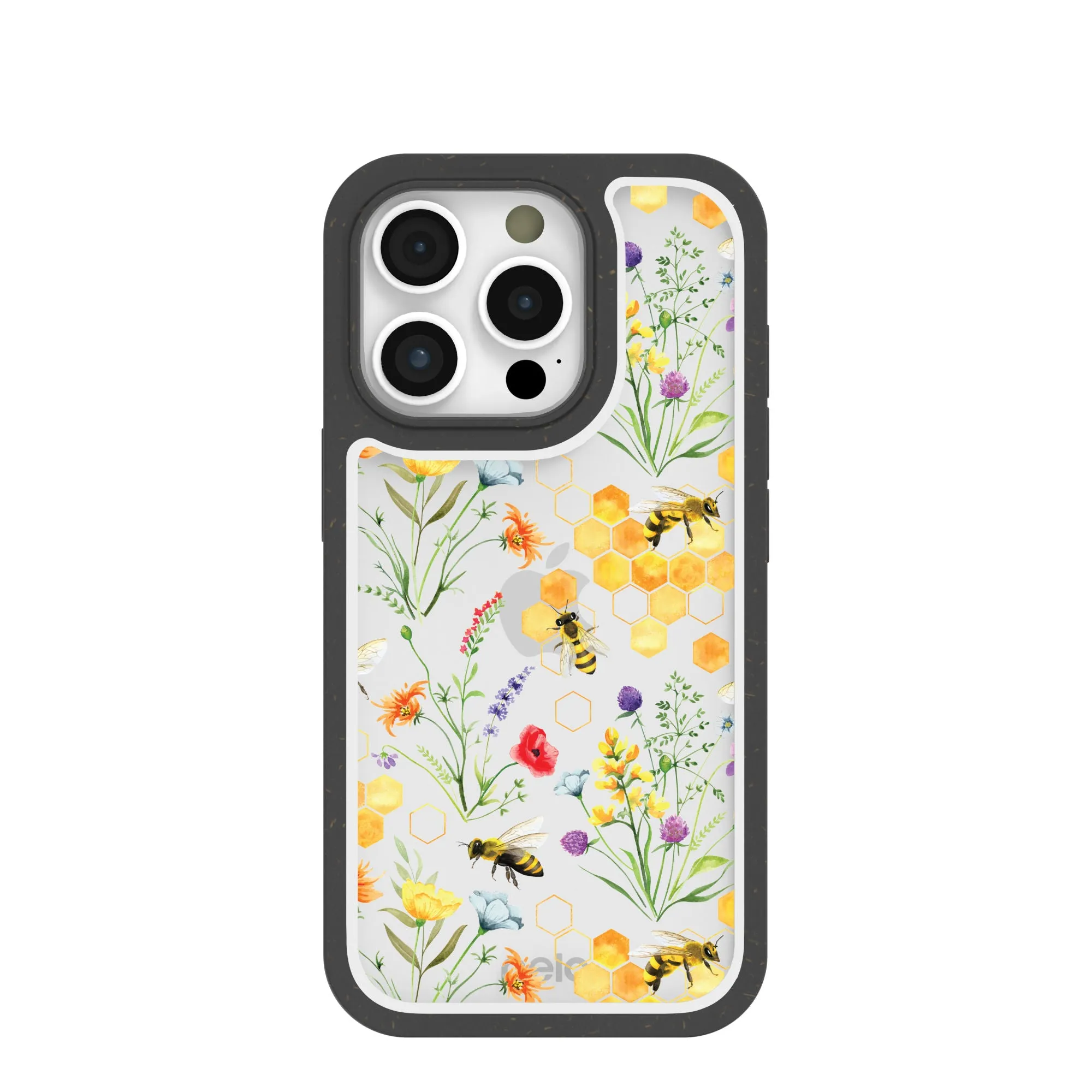 Clear Sweet Bees iPhone 16 Pro Case With Black Ridge