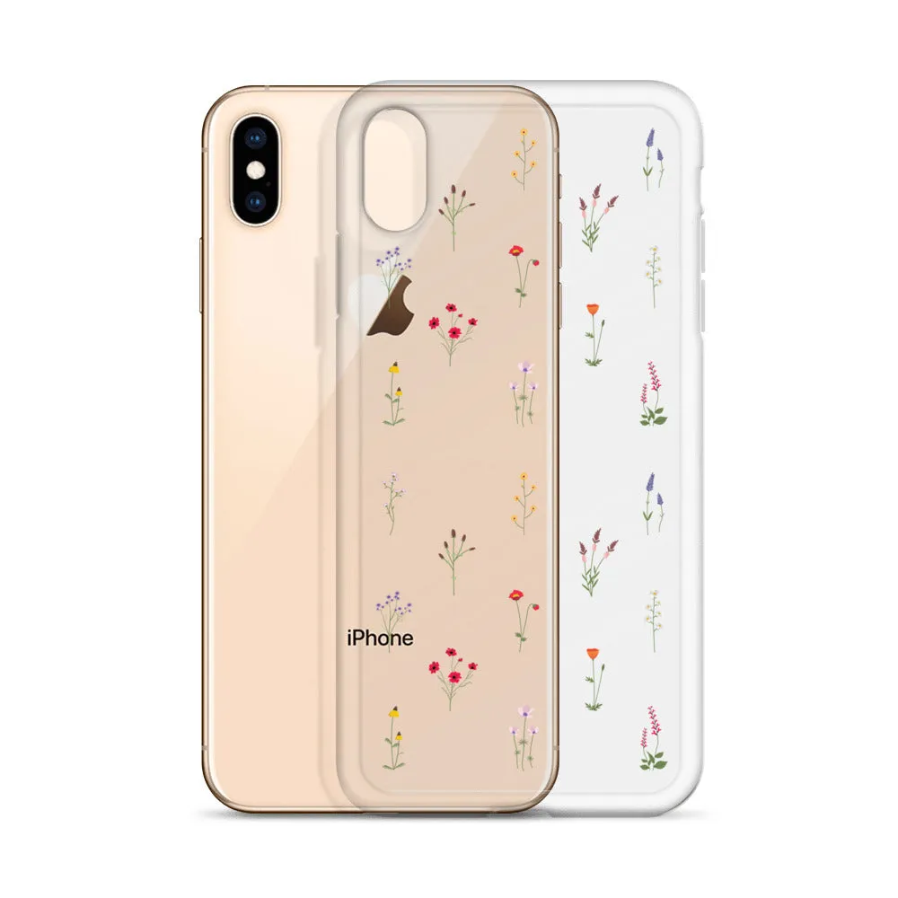 Clear Wildflowers Iphone 14 13 12 Pro Max Case, Transparent Cute Nature Flower Floral Print iPhone 11 Mini SE 2020 XS XR X 7 Plus 8 Cover