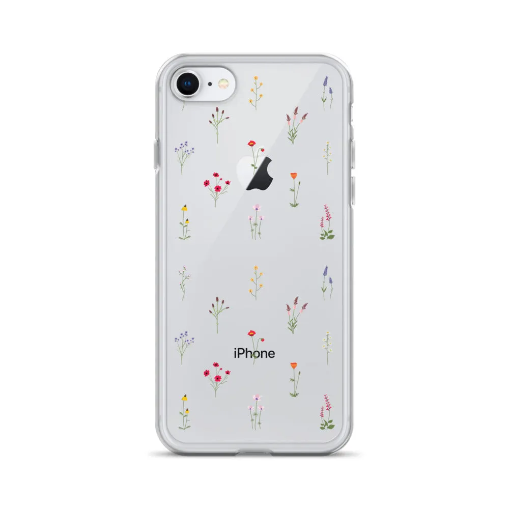 Clear Wildflowers Iphone 14 13 12 Pro Max Case, Transparent Cute Nature Flower Floral Print iPhone 11 Mini SE 2020 XS XR X 7 Plus 8 Cover