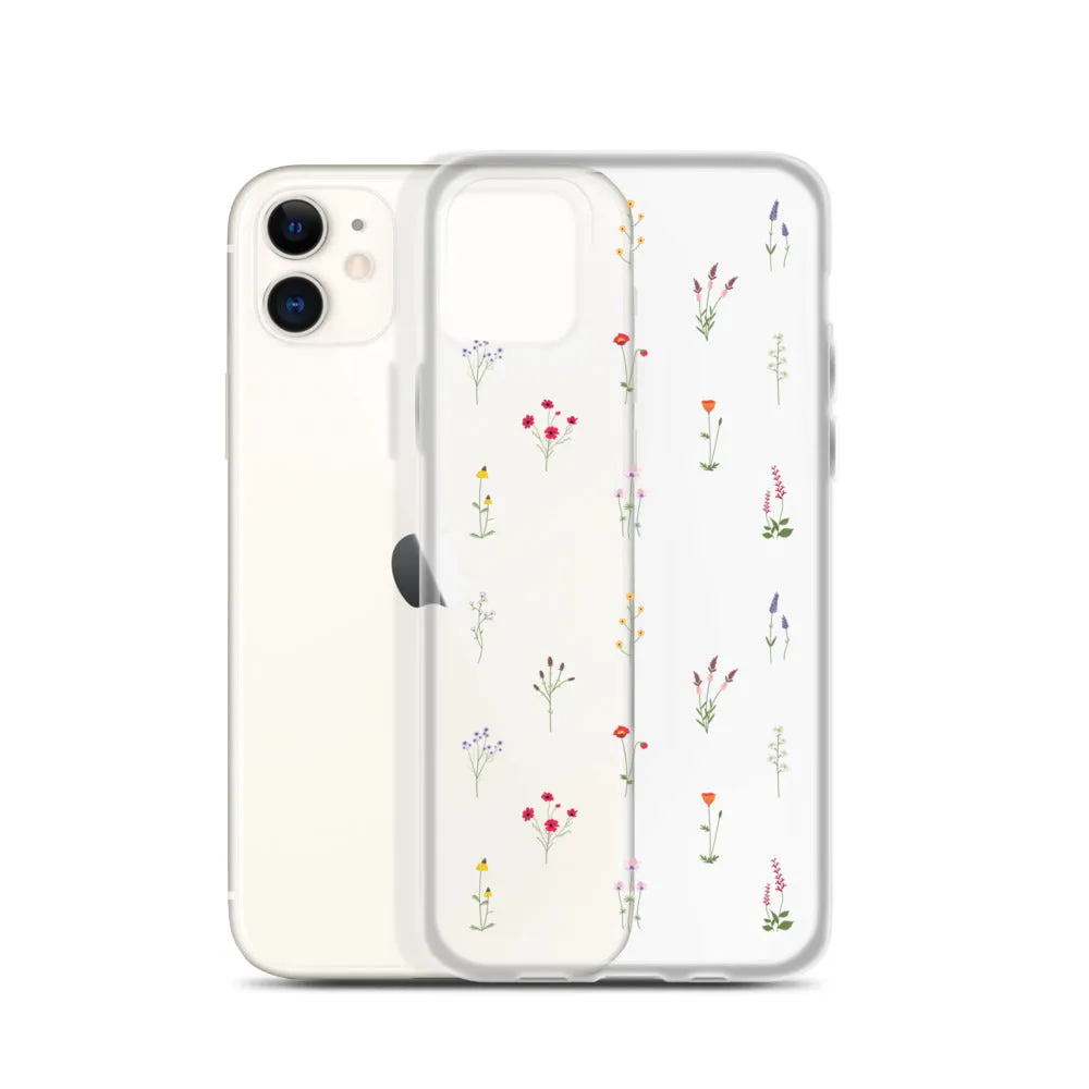 Clear Wildflowers Iphone 14 13 12 Pro Max Case, Transparent Cute Nature Flower Floral Print iPhone 11 Mini SE 2020 XS XR X 7 Plus 8 Cover