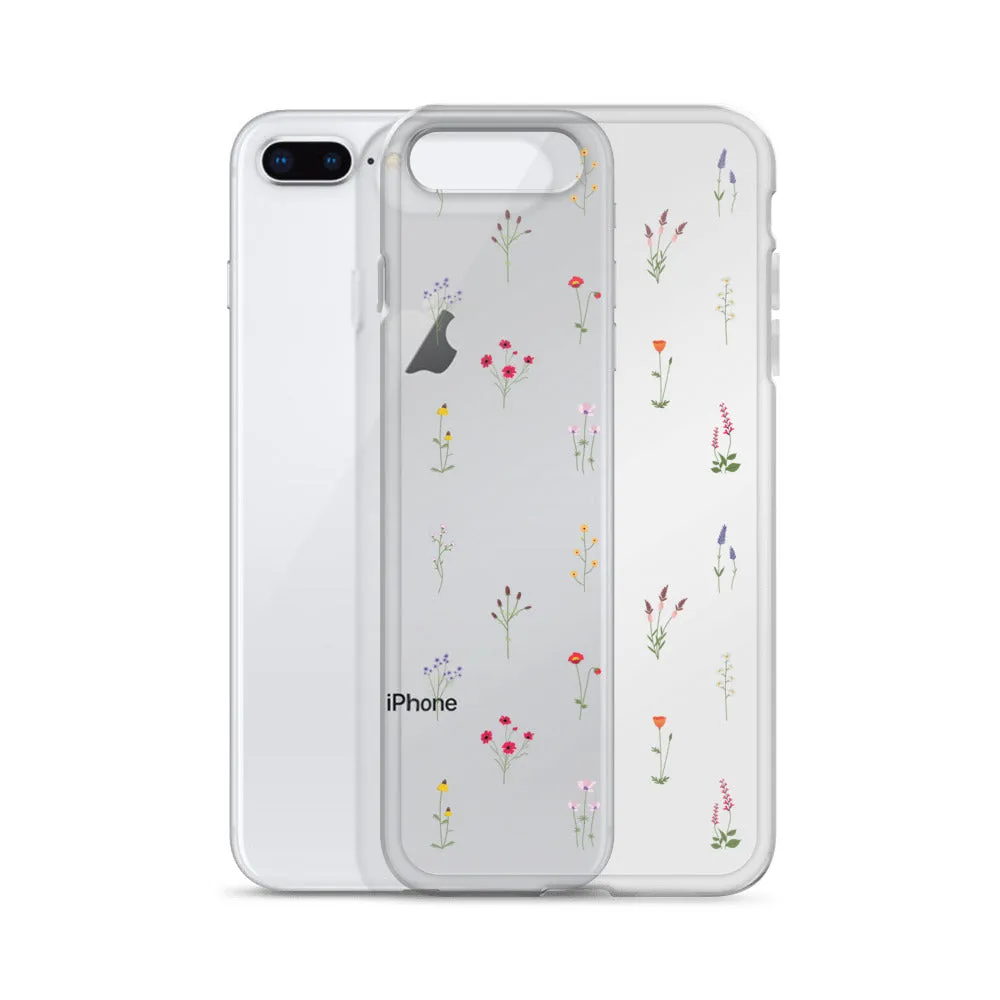 Clear Wildflowers Iphone 14 13 12 Pro Max Case, Transparent Cute Nature Flower Floral Print iPhone 11 Mini SE 2020 XS XR X 7 Plus 8 Cover