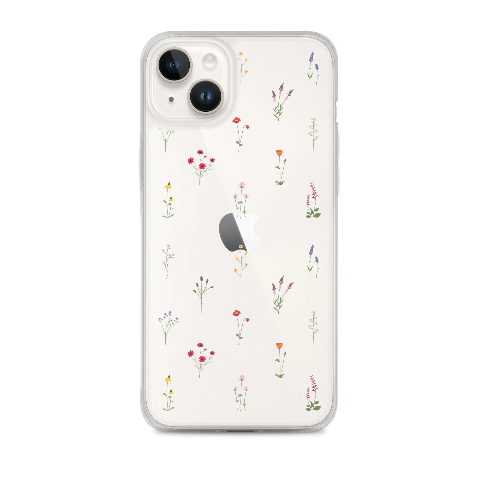 Clear Wildflowers Iphone 14 13 12 Pro Max Case, Transparent Cute Nature Flower Floral Print iPhone 11 Mini SE 2020 XS XR X 7 Plus 8 Cover