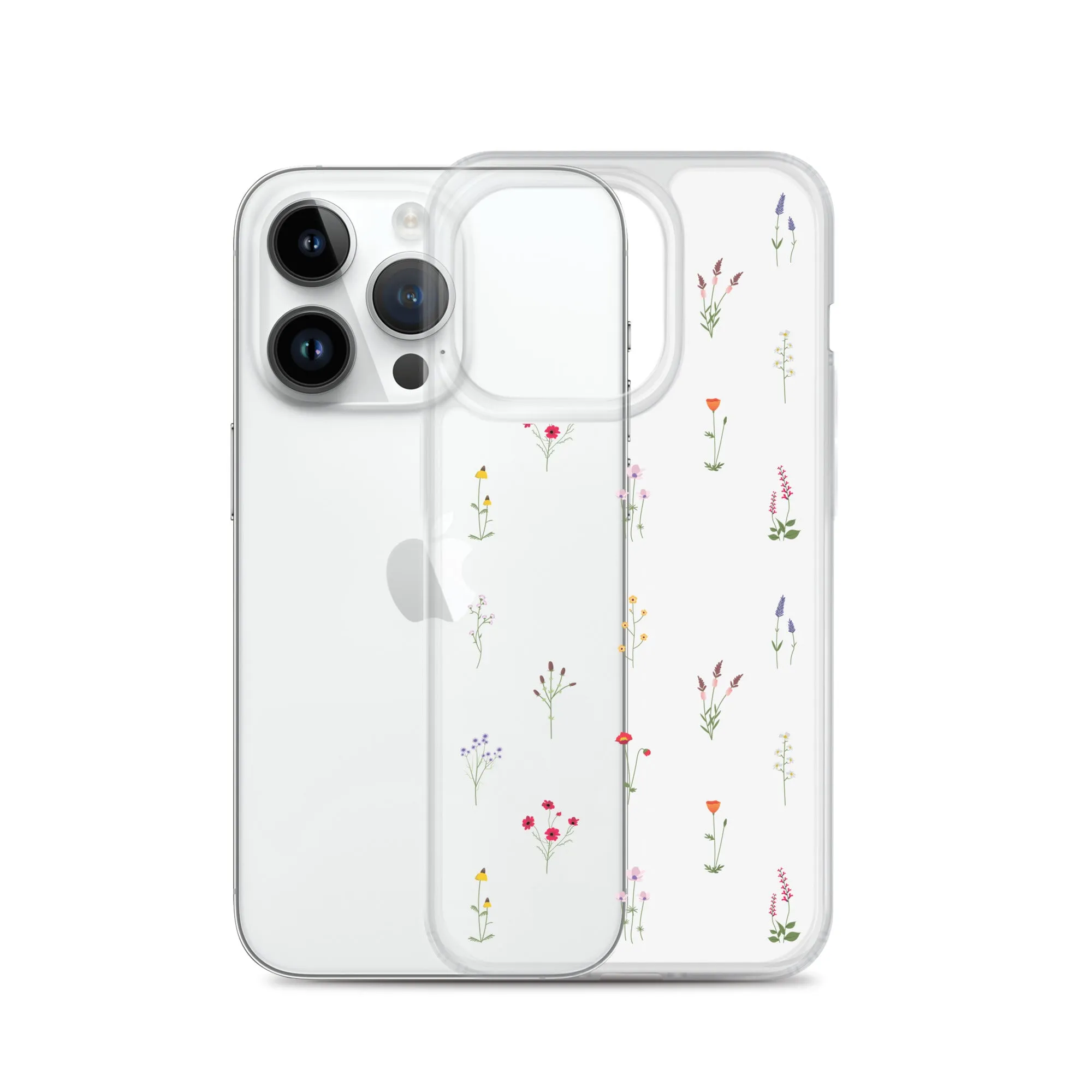 Clear Wildflowers Iphone 14 13 12 Pro Max Case, Transparent Cute Nature Flower Floral Print iPhone 11 Mini SE 2020 XS XR X 7 Plus 8 Cover