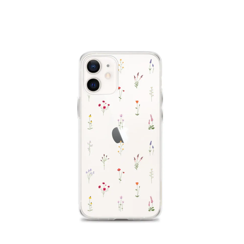 Clear Wildflowers Iphone 14 13 12 Pro Max Case, Transparent Cute Nature Flower Floral Print iPhone 11 Mini SE 2020 XS XR X 7 Plus 8 Cover