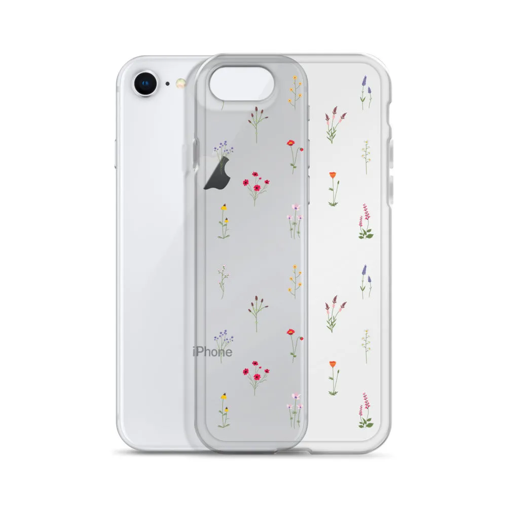 Clear Wildflowers Iphone 14 13 12 Pro Max Case, Transparent Cute Nature Flower Floral Print iPhone 11 Mini SE 2020 XS XR X 7 Plus 8 Cover